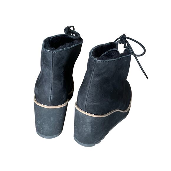 Eileen Fisher Alpine Shearing Leather Lace-Up Wedge Booties Women's‎ 8.5 Black - Picture 3 of 9
